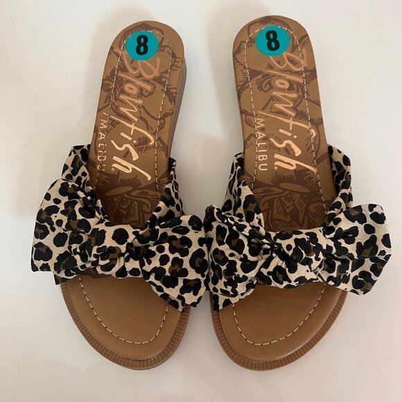 Blowfish Malibu Anina Women’s Leopard Sandals Slip On Shoe Textile Size 8 M - Picture 1 of 9